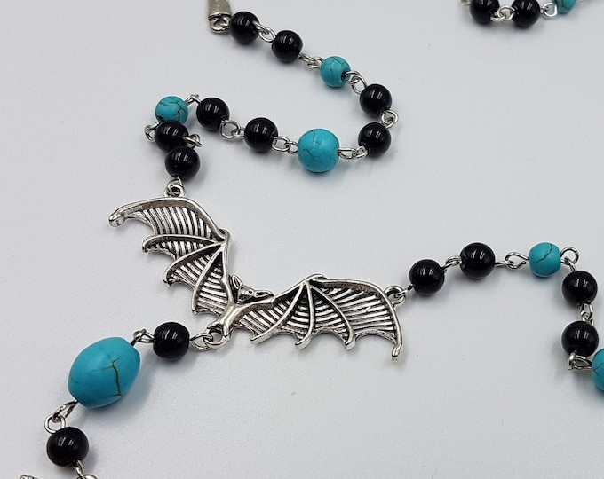 Gothic Vampire Rosary with Turquoise Crystals