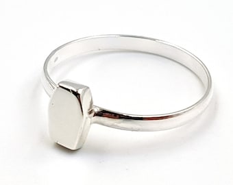 Sterling Silver Coffin Ring (925)