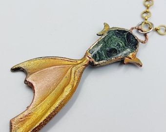 Electroformed Vampire Coffin Batwing Necklace with Kambaba Stone (Copper)
