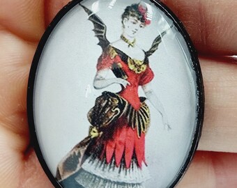 Victorian Bat Lady in Costume Pendant