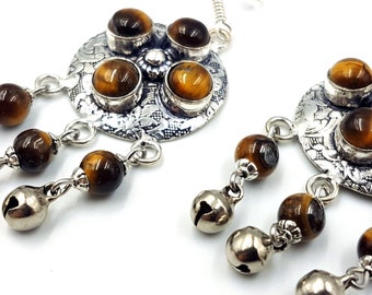 Tiger Eye Crystal Bell Earrings