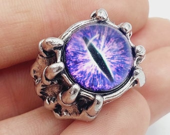 Eye of The Dragon Ring - Purple serpentine all seeying eye occult goth gothic reptile draconian minds eye gift