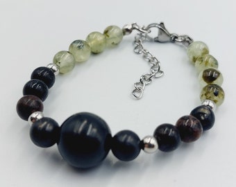 Protection Bracelet with Shungite, Biotite & Prehnite Crystals