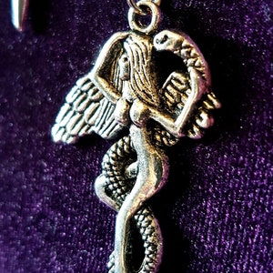 Vampyre Ankh Lilith Necklace - Occult vampire sigil of lucifer lilith serpent howlite gothic neckpiece
