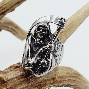 Grim Reaper Ring - Spectre of Death psychopomp Goth gothic skull skeleton scythe santa muerte festival gift marzanna ripper angel Maweth