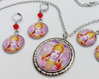 Vedic Durga Necklace & Earrings Set (2 Options)