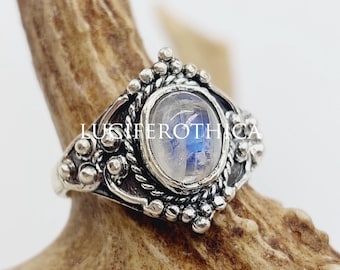 Moonstone Crystal Ring (US size 8 - Pewter)