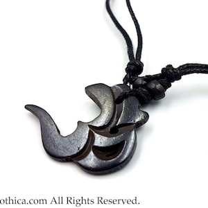 Yak Bone Black Aum Necklace - Gothic occult bone jewelry yak bone carved jewelry ohm pendant