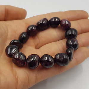 Garnet Nugget Bracelet - dark red bead gothic garnet stone bracelet