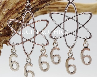 Carbon Atom 666 Earrings (6 protons 6 neutrons and 6 electrons)