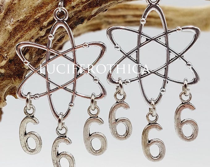 Carbon Atom 666 Earrings (6 protons 6 neutrons and 6 electrons)