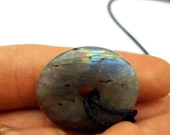 Labradorite Gemstone Donut Necklace