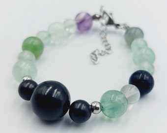 Rainbow Fluorite & Shungite Bracelet