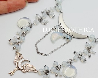 Dangle Opalite Charm Choker (Stainless Steel)