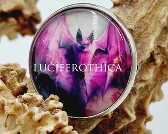Gothic Pink Bat Pin (Glass Cabochon)