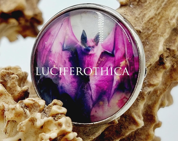 Gothic Pink Bat Pin (Glass Cabochon)