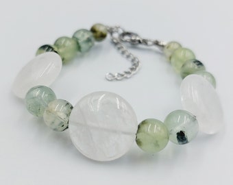 Crystal Bracelet with Prehnite & Crystal Mountain Quartz