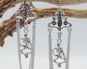 Chained Skeleton Deathrock Earrings