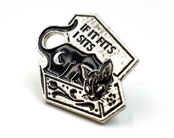 Gothic Coffin Cat Pin ( If it fits I sits)