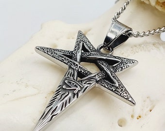 Inverted Pentagram Eye Necklace (Stainless Steel)