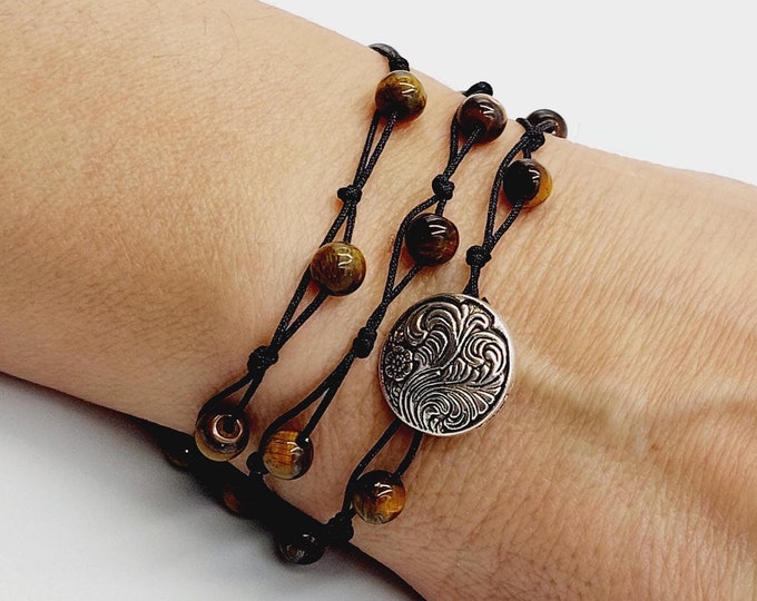 Tiger Eye Crystal Cord Bracelet