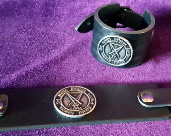 Leather Sigil of Lucifer Satanic Bracelet