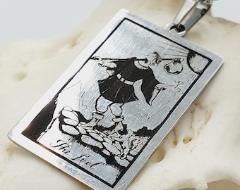 The Fool Tarot Card Pendant (Stainless Steel)
