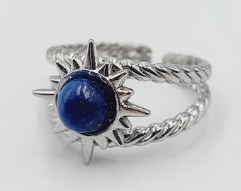 Lapis Lazuli Crystal Star Ring (Stainless Steel)