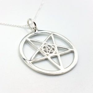 Sterling Silver Double Pentagram Necklace - occult silver 925 gothic satanic inverted pentagram necklace