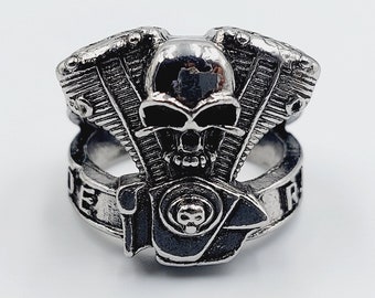 Skull Engine Block Ring - Love To Ride