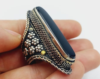 Vintage Black Agate Ring