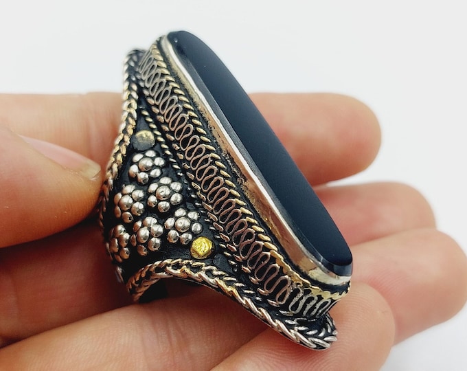 Vintage Black Agate Ring