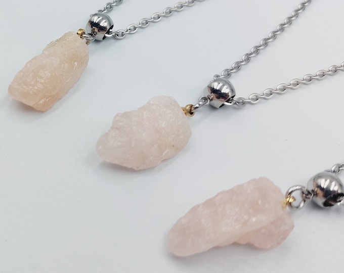 Raw Morganite Crystal Pendants (5 different crystals)
