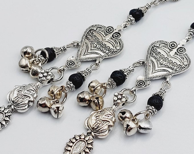 Long Ganesha Lavastone Bell Earstuds