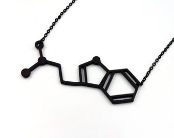 DMT Black Pendant - Structural formula Dimethyltryptamine