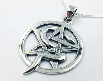 Sterling Silver Serpent Pentagram Pendant (925)