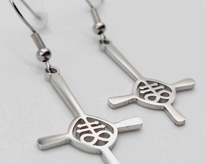Inverted Leviathan Cross Earrings (Stainless Steel)