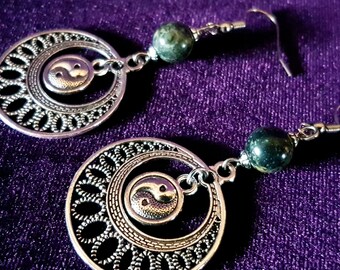 Yin Yang Kambaba Crystal Tao Earrings