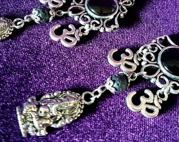 Ganesha Onyx Crystal Earrings