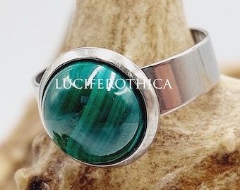 Malachite Crystal Ring (Stainless Steel)