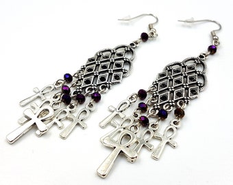 Elegant Gothic Ankh Earrings