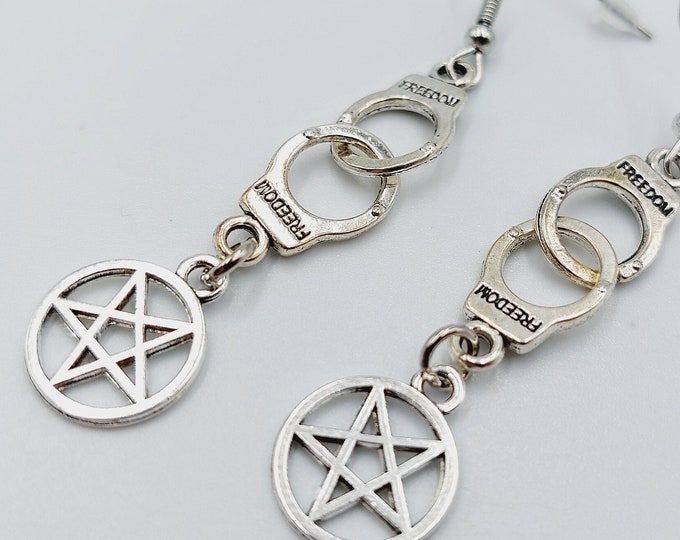 Pentagram Handcuff Earrings