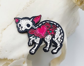 Gothic Skeleton Cat Pin