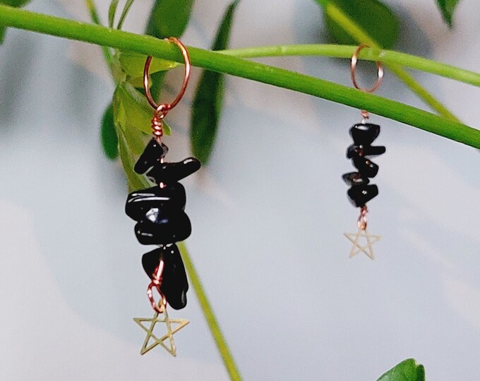Onyx Crystal Plant Charms with Pentagram (Copper Energetic Plant Accessories)