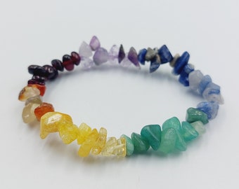 Seven Chakra Crystal Bracelet (Amethyst, Sodalite, Turquoise, Green Aventurine, Yellow Aventurine, Carnelian & Garnet)