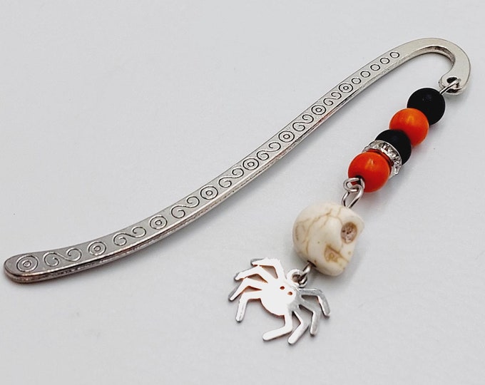 Halloween Bookmarker with Skull & Spider