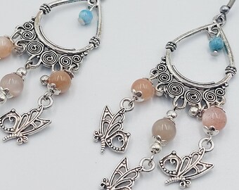 Metamorphose Earrings with Moonstone & Hemimorphite