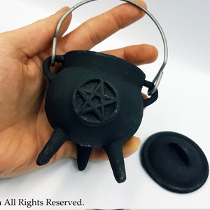 Incense Burning Pentagram Cauldron (Cast Iron) (2 Sizes) - gothic wicca wiccan black witch