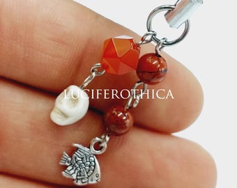 Osiris Devotional Phone Charm with Carnelian and Red Jasper Crystal