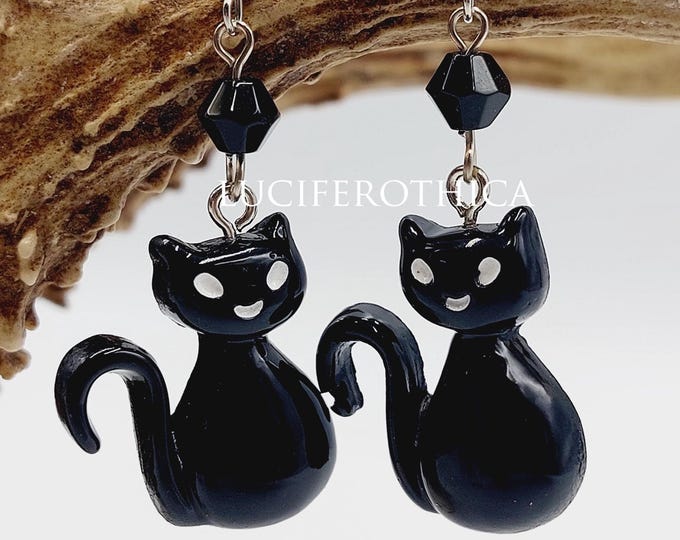 Black Cat Earrings (2 Style Options)